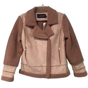 Calvin Klein Jeans Faux Sherling Sherpa Lined Maeve Moto Jacket Size Large